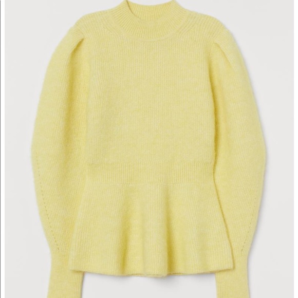 H&M alpaca wool blend peplum yellow sweater NWT XS - Picture 1 of 7